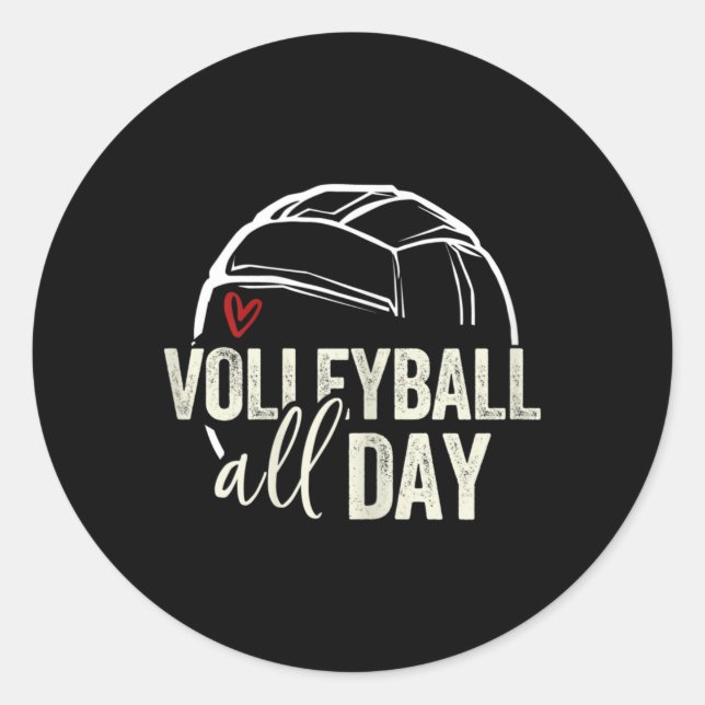Volleyball Teen Girl Women Volleyball Graphic Voll Classic Round Sticker (Front)