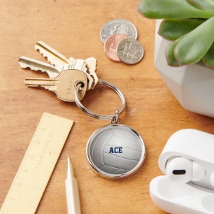 Volleyball Texture Personalised Keychain