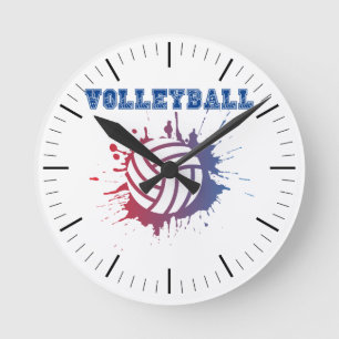 Volleyball Themed 20.3 cm Round Acrylic Wall Clock