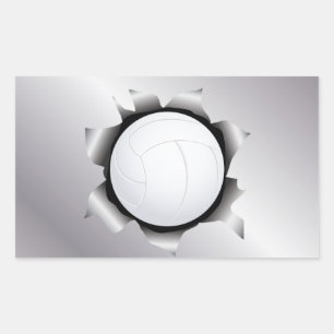 volleyball thru metal sheet rectangular sticker