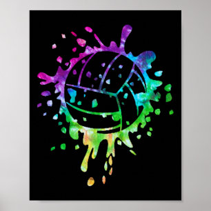 Volleyball Tie Dye Girls Distressed Ball  Poster