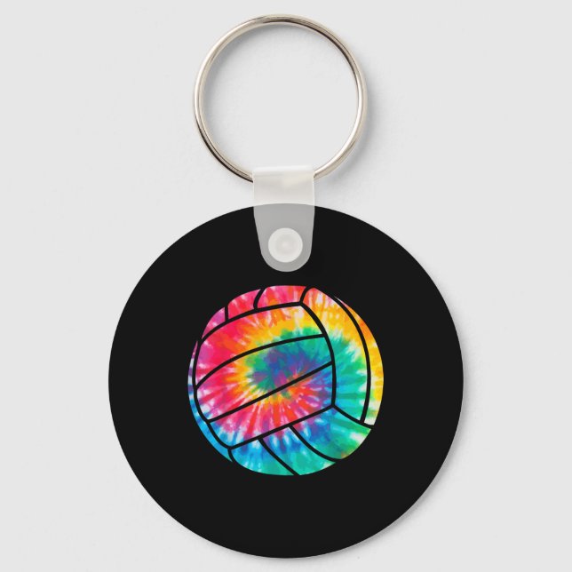 Volleyball Tie Dye Hippie Beach Volleyball Player  Key Ring (Front)