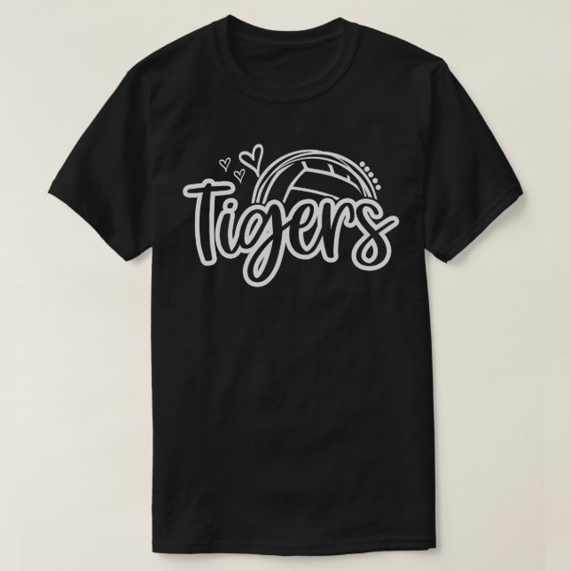 Volleyball Tigers School Sports Fan Team Spirit  T-Shirt (Design Front)