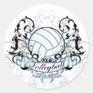 Volleyball Tribal Classic Round Sticker