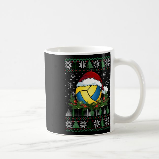 Volleyball Ugly Christmas Santa Hat Family Pyjamas Coffee Mug (Right)