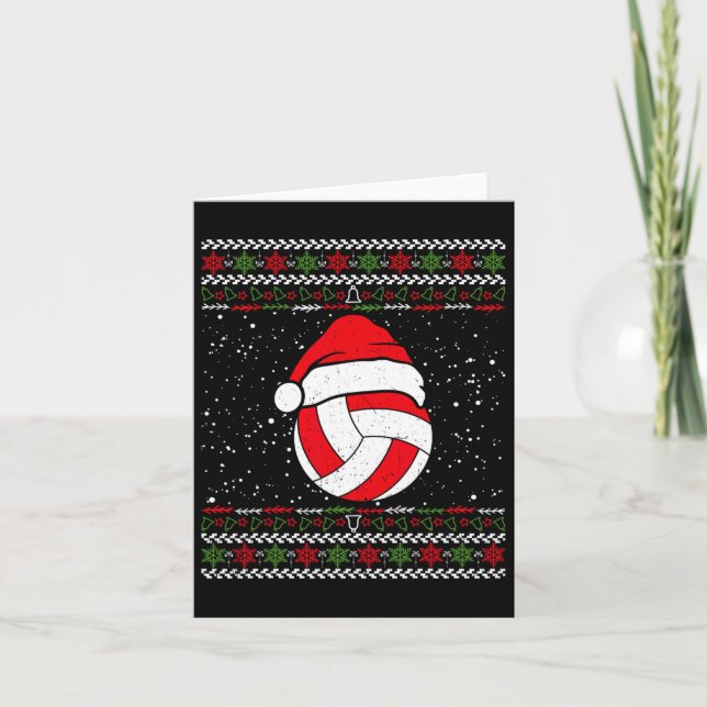Volleyball Ugly Christmas Sweater Sport Lover Xmas Card (Front)