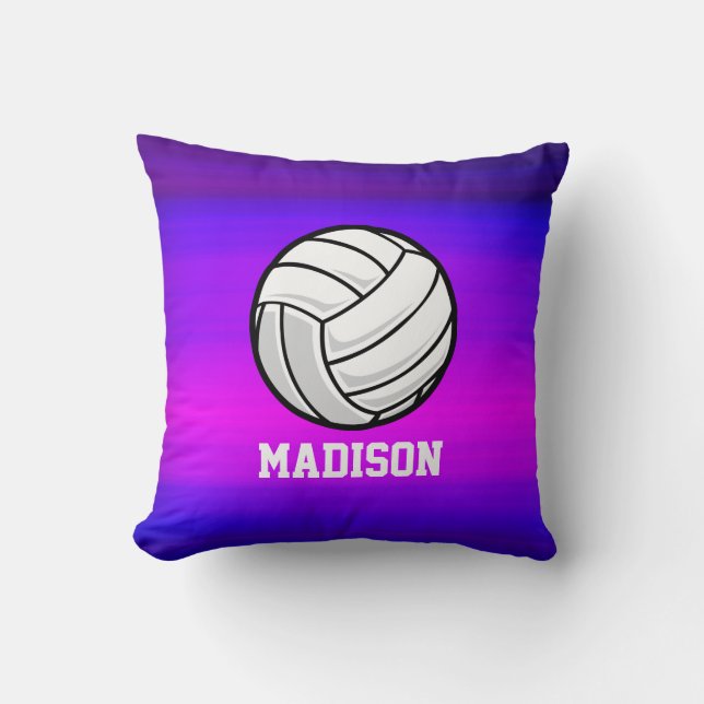 Volleyball; Vibrant Violet Blue and Magenta Cushion (Front)