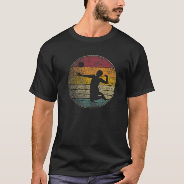 Volleyball Vintage Distressed Retro Silhouette Boy T-Shirt (Front)