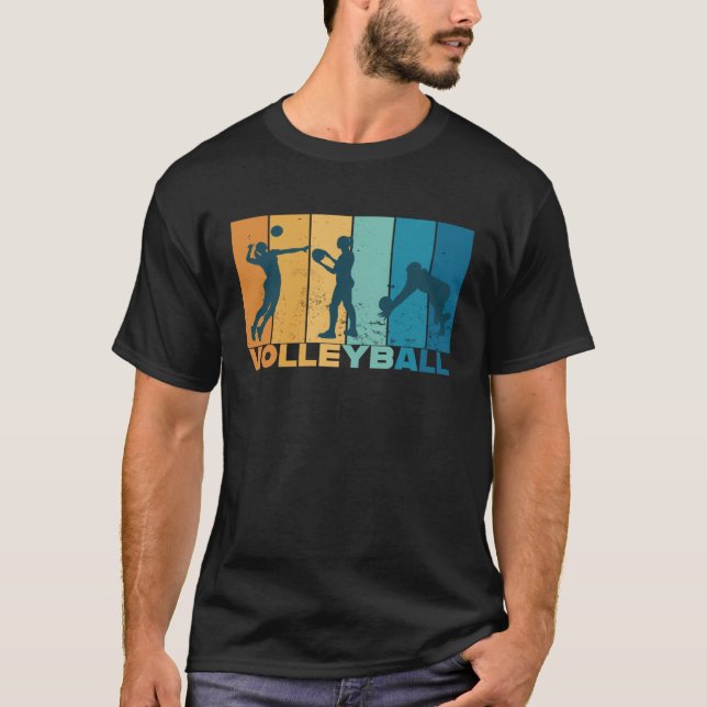 Volleyball Vintage Retro Volleyball Player T-Shirt (Front)