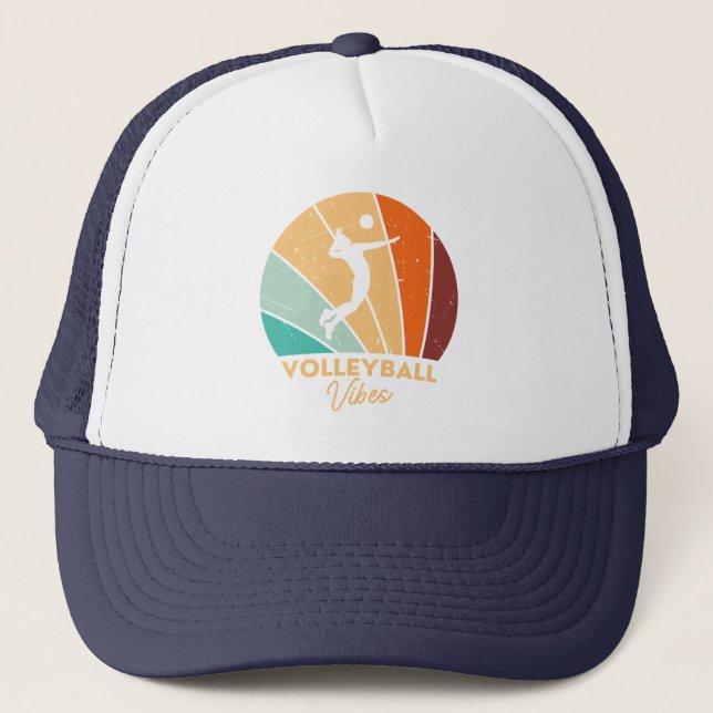 Volleyball Vintage Retro Volleyball Player Trucker Hat (Front)