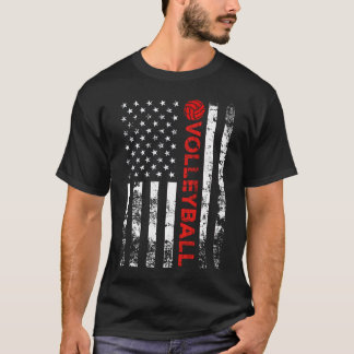 Volleyball Vintage USA American Flag T-Shirt