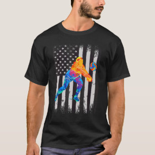 Volleyball Vintage Usa Flag Volleyball Teen Girls T-Shirt