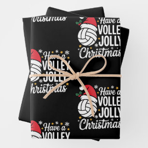 Volleyball Volley Jolly Christmas Santa Hat Sports Wrapping Paper Sheet