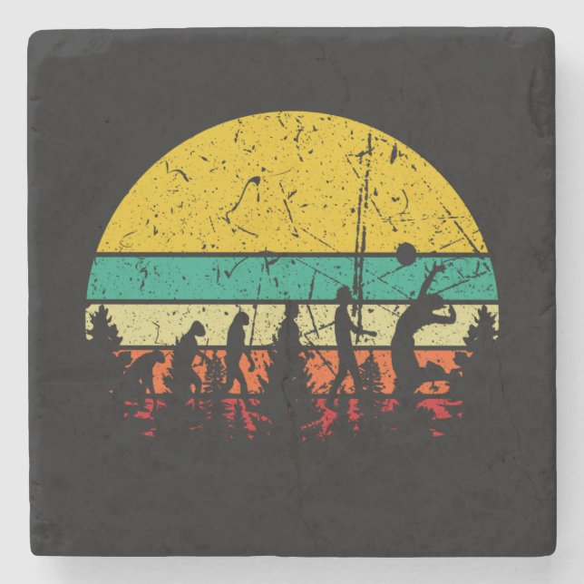 Volleyball - Volleyball Player Evolution Stone Coaster (Front)
