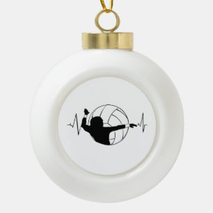 Volleyball - Volleyball Player Heartbeat Ceramic Ball Christmas Ornament