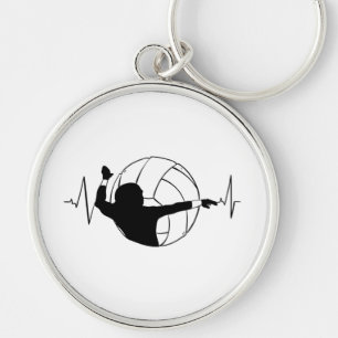 Volleyball - Volleyball Player Heartbeat Key Ring