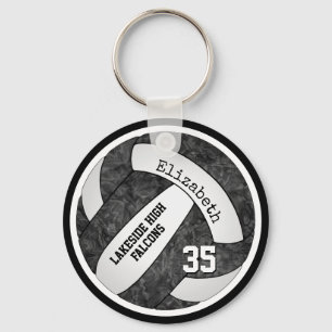 volleyball w black white team colours name girls key ring