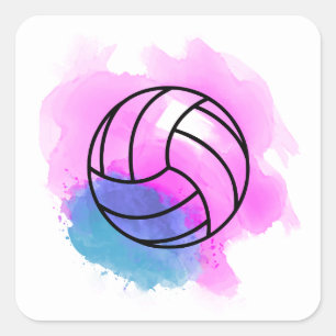 Volleyball Watercolor Square Sticker