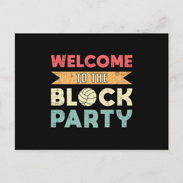 Volleyball Welcome To The Block Party Beach Ball Postcard (Front)