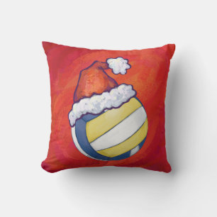 Volleyball with Christmas Hat Cushion