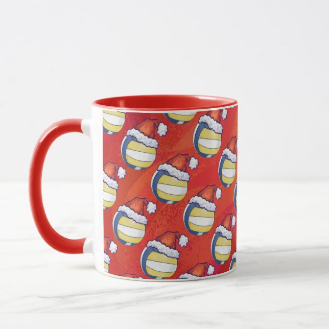 Volleyball with Christmas Hat Mug (Left)