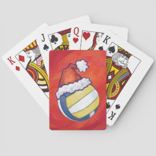 Volleyball with Christmas Hat Playing Cards