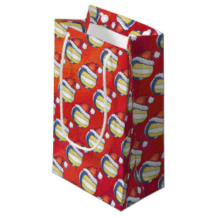Volleyball with Christmas Hat Small Gift Bag