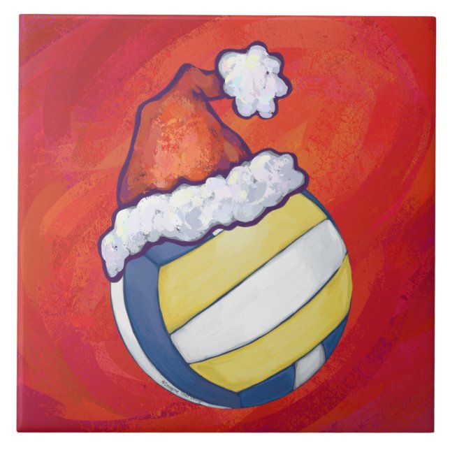 Volleyball with Christmas Hat Tile (Front)