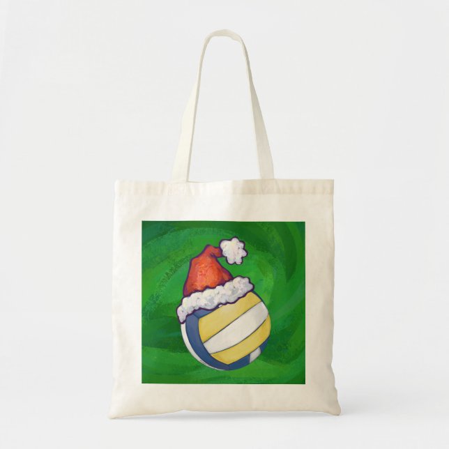 Volleyball with Christmas Hat Tote Bag (Front)