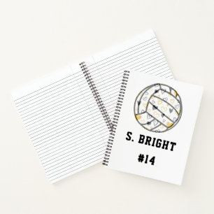 Volleyball with Hearts, Jersey Number and Name Notebook