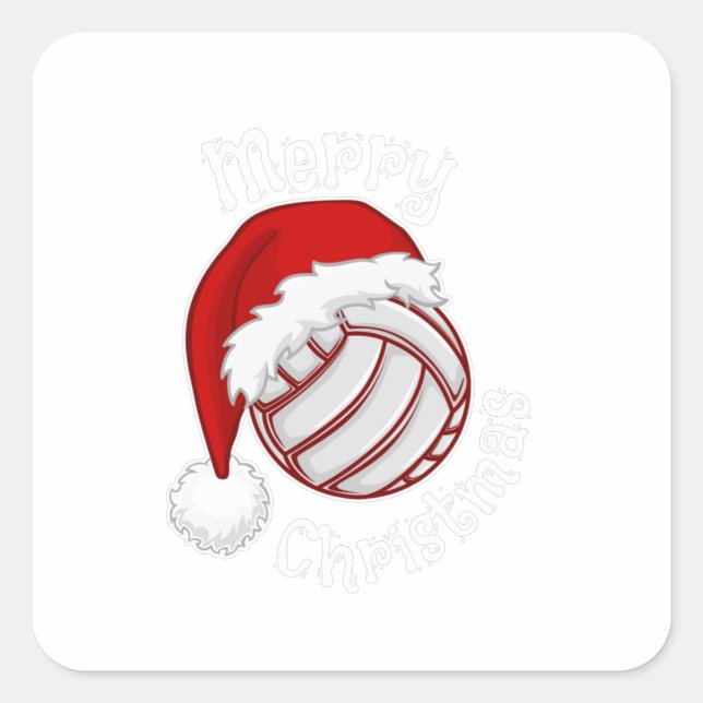 Volleyball with Santa hat Funny Christmas print Square Sticker (Front)