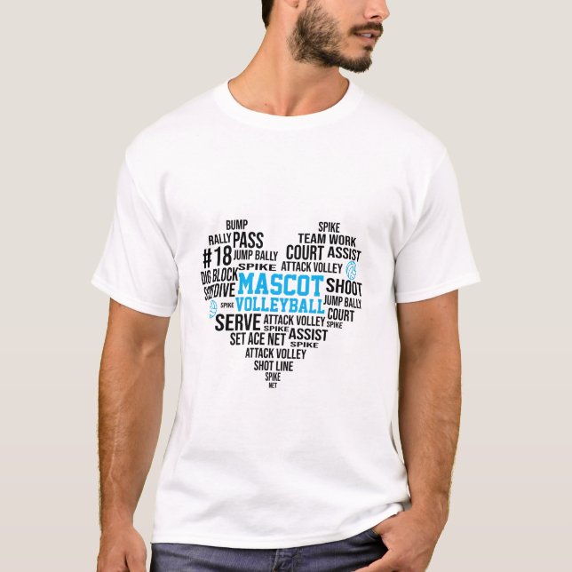 Volleyball Word Art Typography T-Shirt (Front)