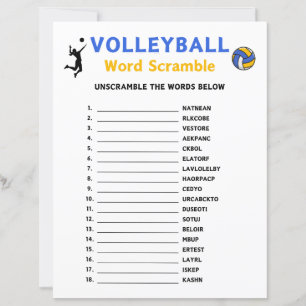 Volleyball Word Scramble Game