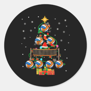 Volleyball X-mas Tree Lights Volleyball Player Lov Classic Round Sticker