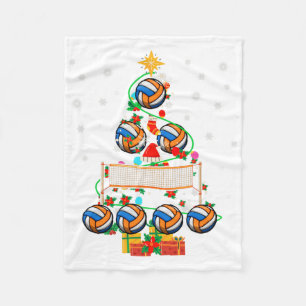 Volleyball X-mas Tree Lights Volleyball Player Lov Fleece Blanket