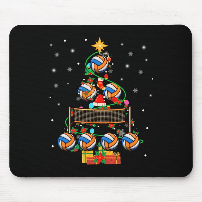 Volleyball X-mas Tree Lights Volleyball Player Lov Mouse Mat (Front)