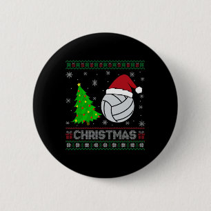 Volleyball Xmas Tree Lighting Ugly Christmas Sweat 6 Cm Round Badge