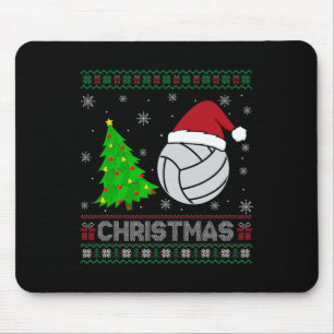 Volleyball Xmas Tree Lighting Ugly Christmas Sweat Mouse Mat