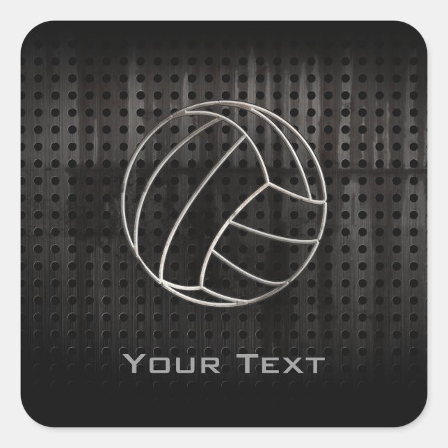 Volleyballl; Cool Black Square Sticker (Front)