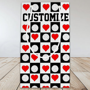 Volleyballs & Hearts Custom Player Name/Text Girls Small Gift Bag