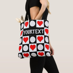 Volleyballs & Hearts Custom Volleyball Team Sports Tote Bag