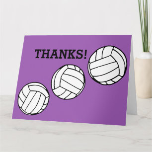 Volleyballs Thanks Coach Personalised Colour Thank You Card