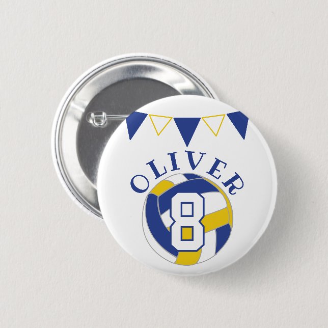 Volleybll Ball Bunting Flags Kids Birthday  6 Cm Round Badge (Front & Back)