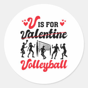 Volleybyll Heart V Is For Valentine Volleyll Lover Classic Round Sticker
