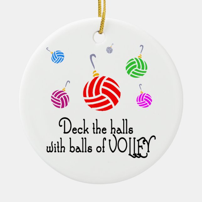 VolleyChick Deck the Halls Ceramic Tree Decoration (Front)