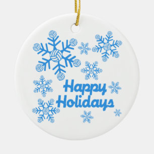 VolleyChick Happy Holidays Snowflake Ceramic Tree Decoration