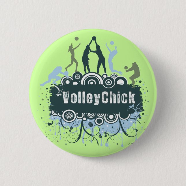 VolleyChick Star Grunge 6 Cm Round Badge (Front)