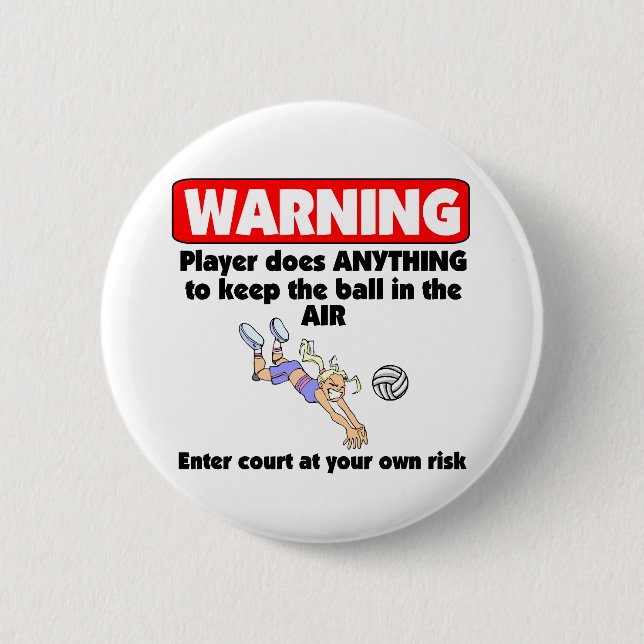 VolleyChick Warning 6 Cm Round Badge (Front)