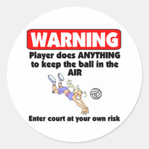 VolleyChick Warning Classic Round Sticker