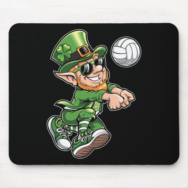 Volleyll Leprechaun St. Patrick's Day Funny Player Mouse Mat (Front)